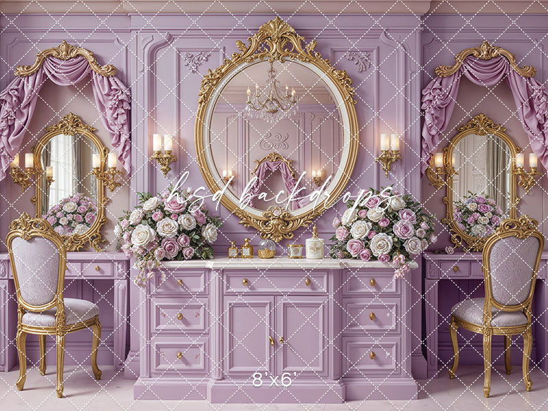 princess dressing room Kate Chic Mirror Pink Vanity Dressing Table Printed Backdrop Designed