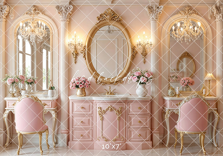Blush Vanity Palace – Pink Princess Dressing Room Backdrop
