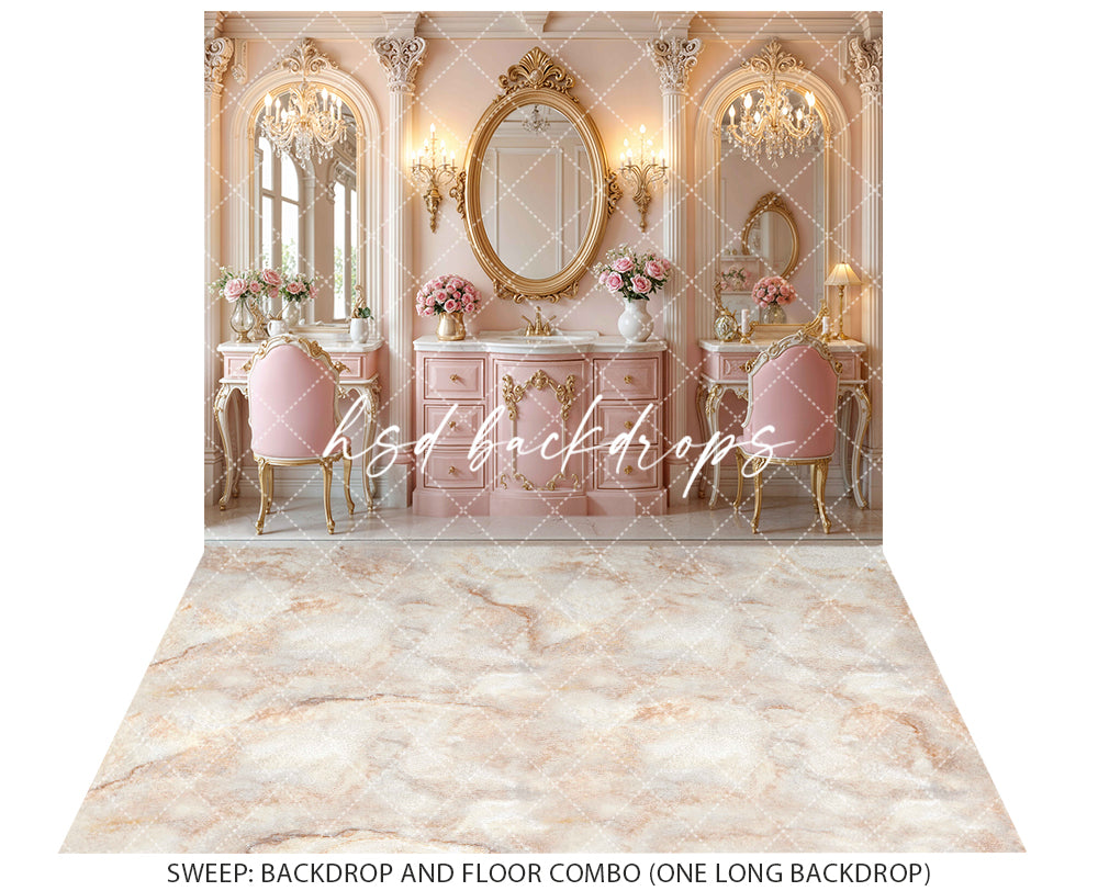 Blush Vanity Palace – Pink Princess Dressing Room Backdrop