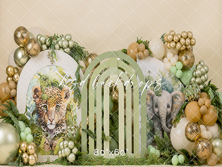 Safari Baby Bash – Jungle Animal Cake Smash Backdrop