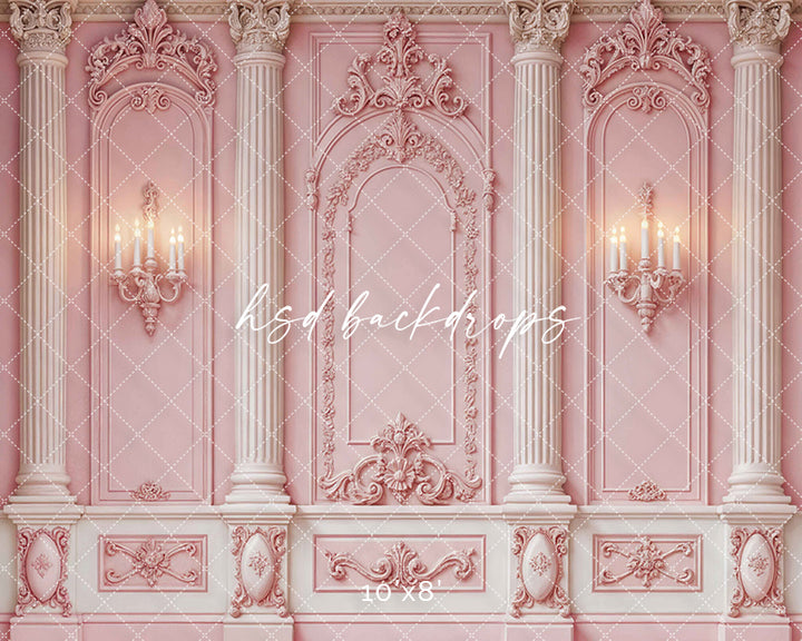 Pink Rococo Palace Wall Photo Backdrop