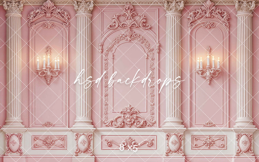 Pink Rococo Palace Wall Photo Backdrop