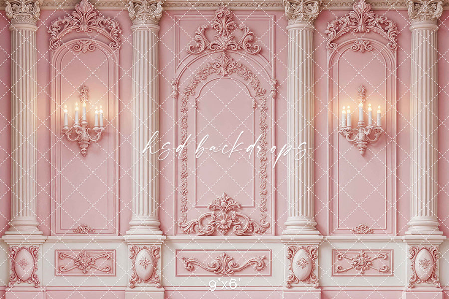 Pink Rococo Palace Wall Photo Backdrop