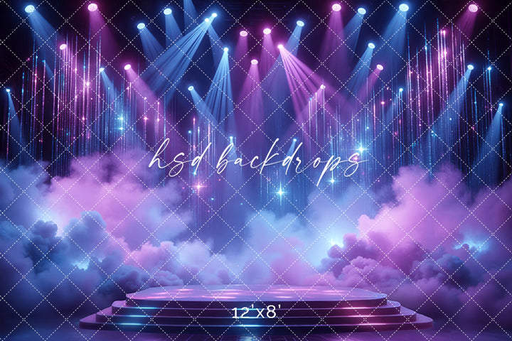 Neon Starlight Stage Backdrop –  Pop Star Party Photography