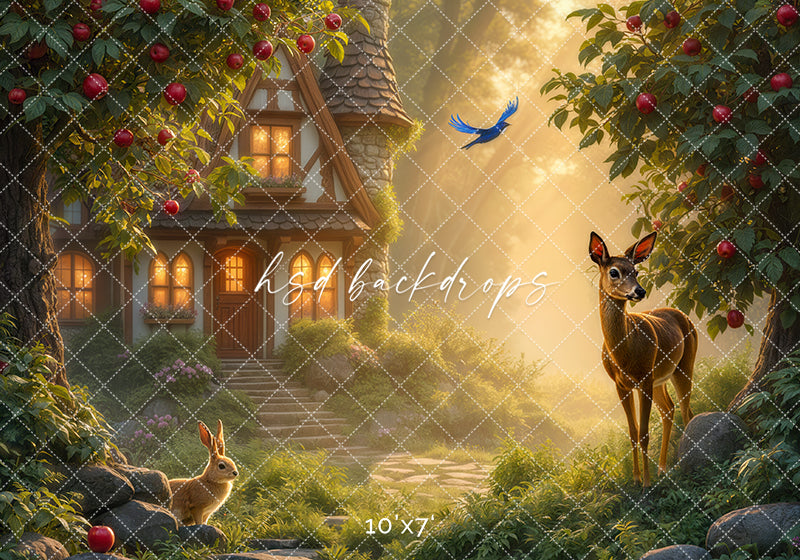 Enchanted Snow White Cottage – Fairytale Photography Backdrop