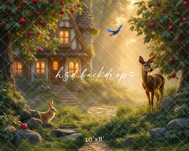 Enchanted Snow White Cottage – Fairytale Photography Backdrop