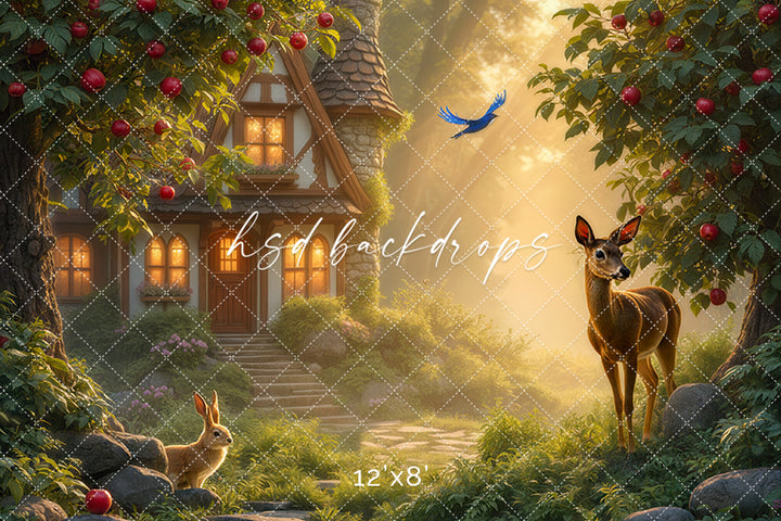 Enchanted Snow White Cottage – Fairytale Photography Backdrop