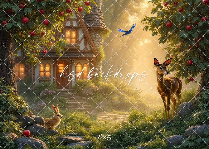 Enchanted Snow White Cottage – Fairytale Photography Backdrop