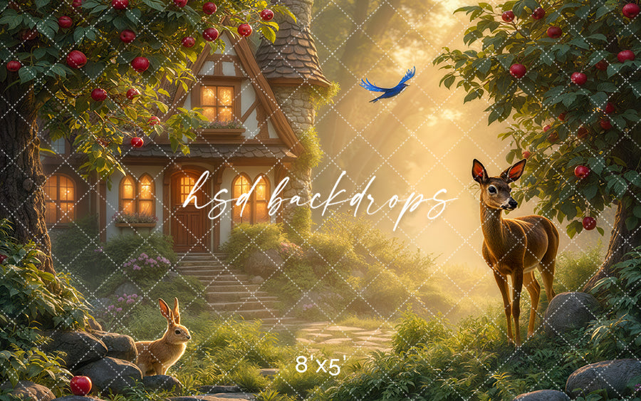Enchanted Snow White Cottage – Fairytale Photography Backdrop