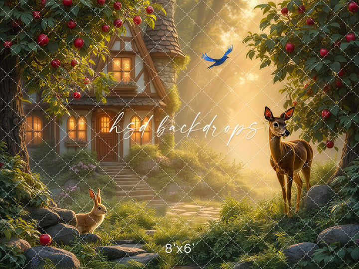 Enchanted Snow White Cottage – Fairytale Photography Backdrop