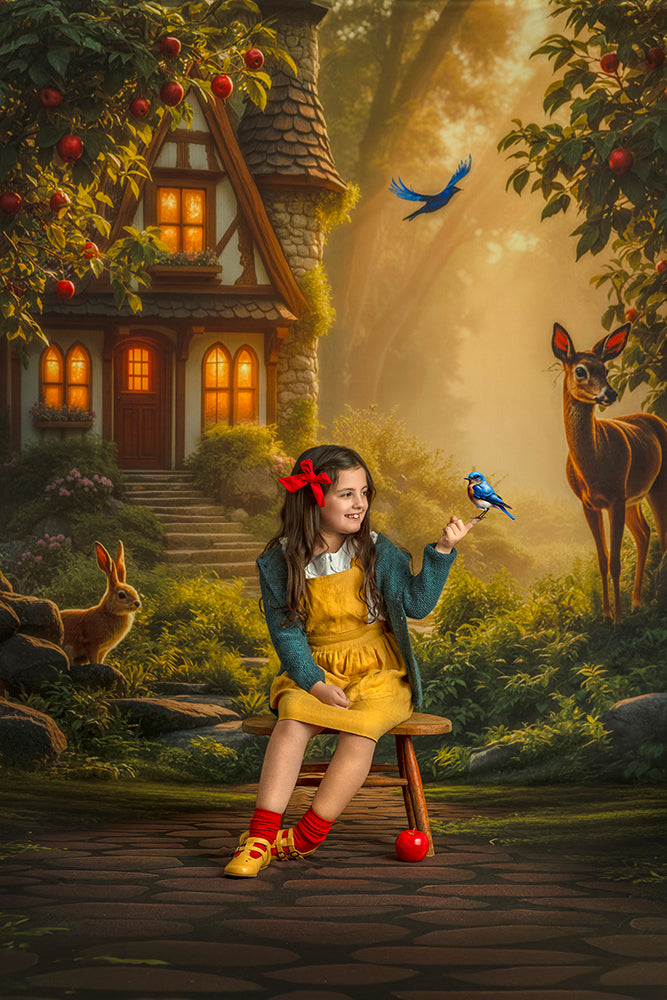 Enchanted Snow White Cottage – Fairytale Photography Backdrop