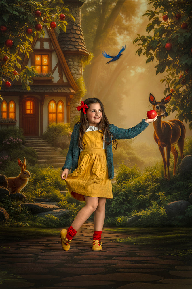 Enchanted Snow White Cottage – Fairytale Photography Backdrop