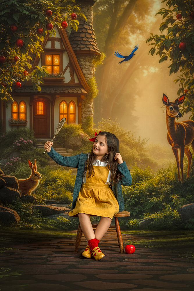 Enchanted Snow White Cottage – Fairytale Photography Backdrop