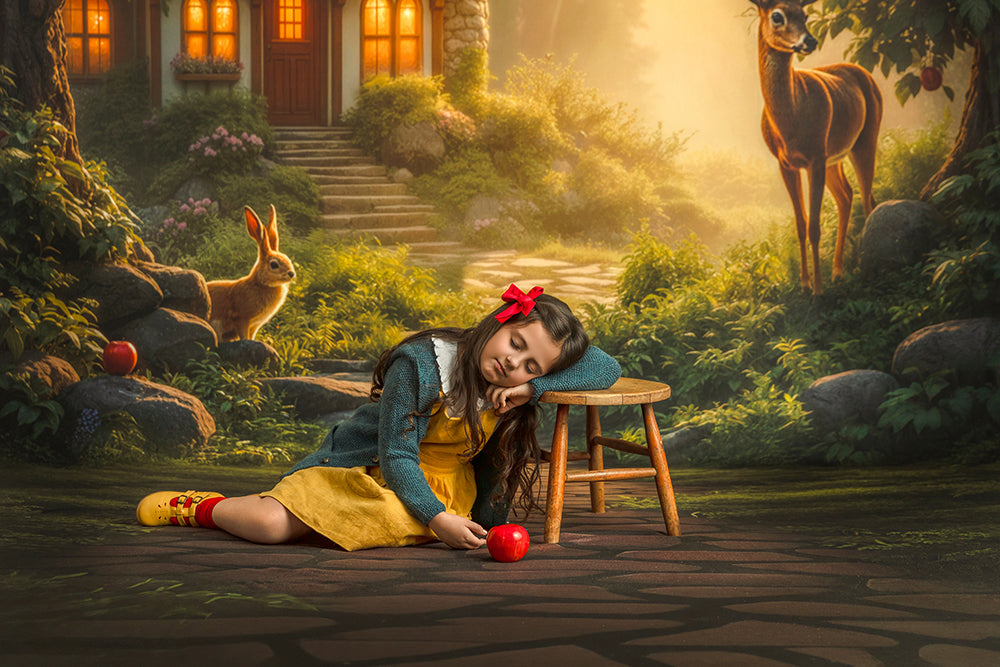 Enchanted Snow White Cottage – Fairytale Photography Backdrop