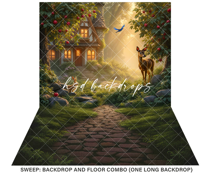Enchanted Snow White Cottage – Fairytale Photography Backdrop