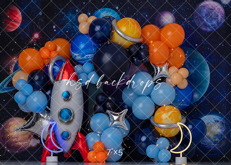 Blast Off to Space – Outer Space Rocket Adventure Backdrop