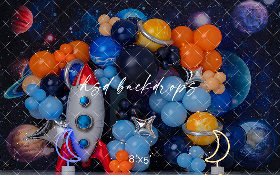 Blast Off to Space – Outer Space Rocket Adventure Backdrop