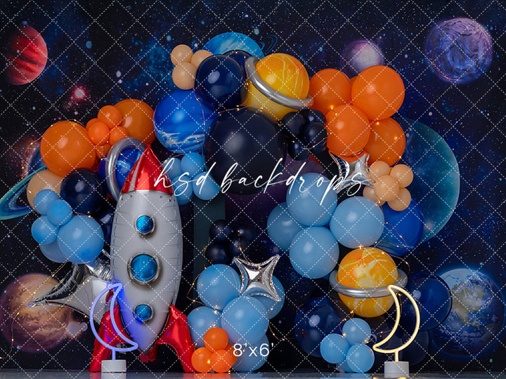 Blast Off to Space – Outer Space Rocket Adventure Backdrop