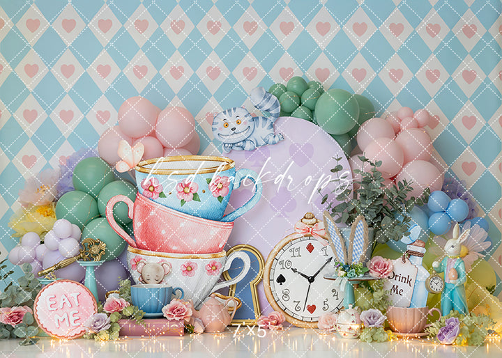 Mad Hatter’s Tea Party – Whimsical Alice in Wonderland Backdrop