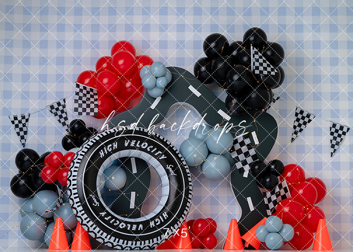 Pit Stop Party – Race Car Cake Smash Backdrop