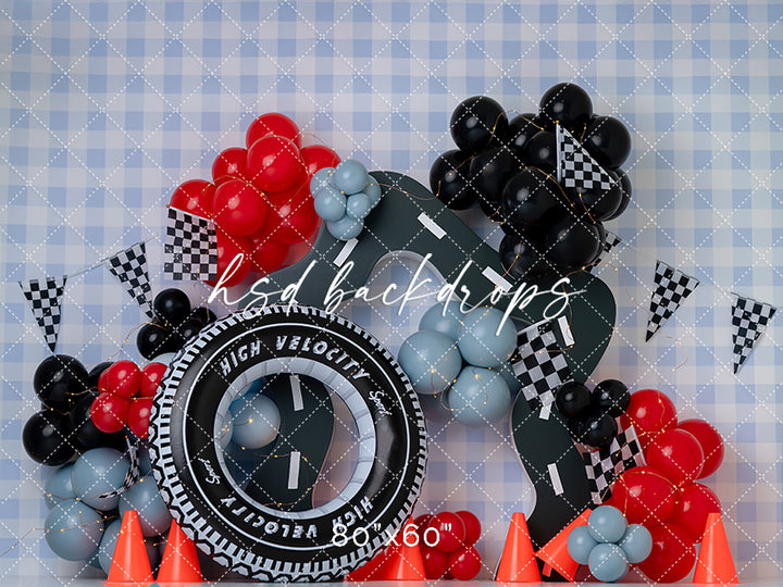 Pit Stop Party – Race Car Cake Smash Backdrop