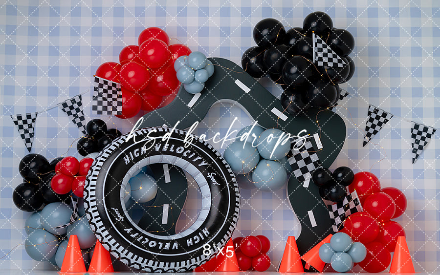 Pit Stop Party – Race Car Cake Smash Backdrop