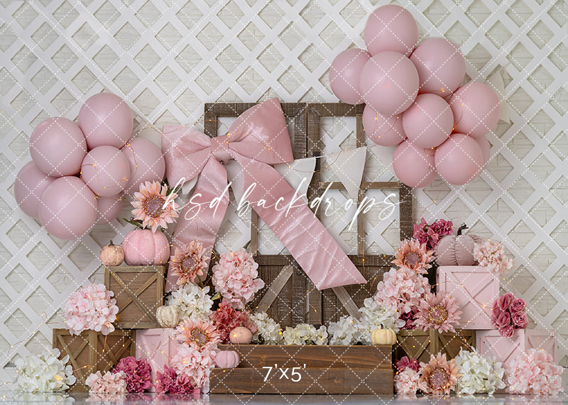 Blush Harvest Bow – Fall Floral Cake Smash Backdrop