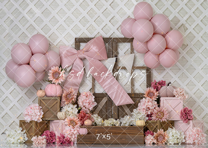 Blush Harvest Bow – Fall Floral Cake Smash Backdrop