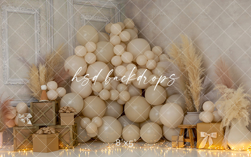 Boho Dreamer – Neutral Balloon & Pampas Photography Backdrop