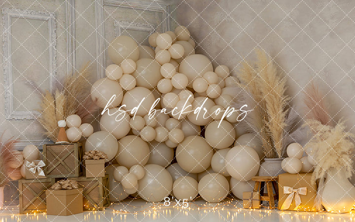 Boho Dreamer – Neutral Balloon & Pampas Photography Backdrop