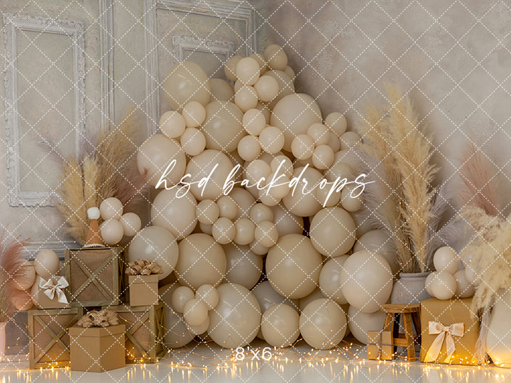 Boho Dreamer – Neutral Balloon & Pampas Photography Backdrop