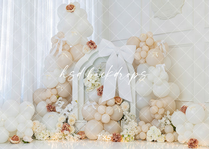 Ivory Bloom - Elegant Cake Smash Photo Backdrop
