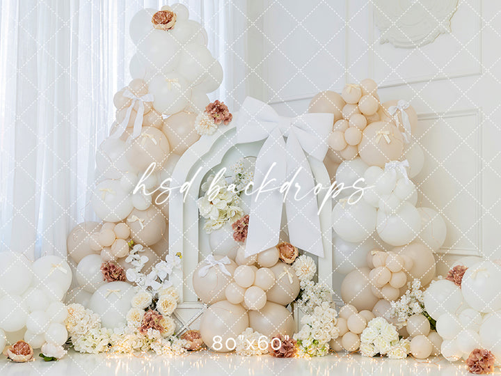 Ivory Bloom - Elegant Cake Smash Photo Backdrop