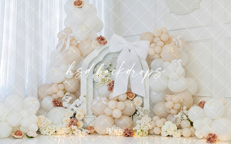 Ivory Bloom - Elegant Cake Smash Photo Backdrop