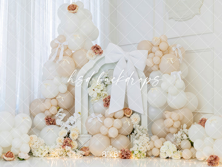 Ivory Bloom - Elegant Cake Smash Photo Backdrop