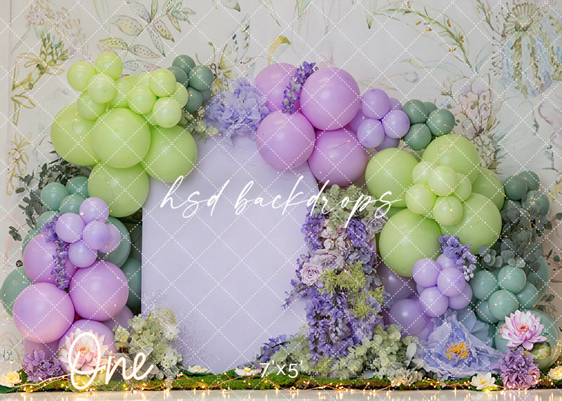 Pastel Garden One – Whimsical Balloon Birthday Backdrop