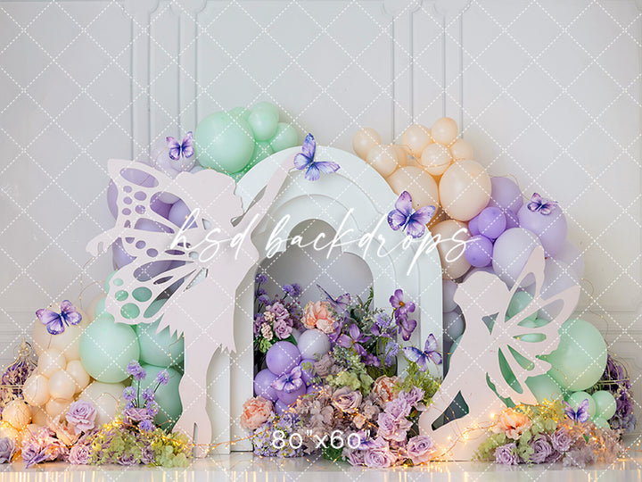 Pastel Fairy Dreams – Whimsical Garden Cake Smash Backdrop