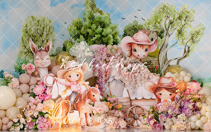 Cowgirl Floral Rodeo – Western Birthday Cake Smash Backdrop