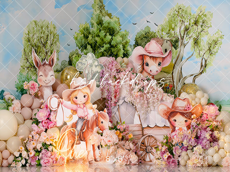 Cowgirl Floral Rodeo – Western Birthday Cake Smash Backdrop
