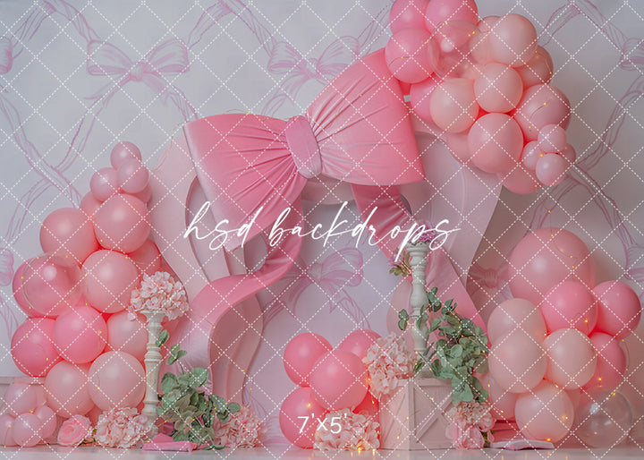 Pink Bow Party – Girly Birthday Cake Smash Backdrop