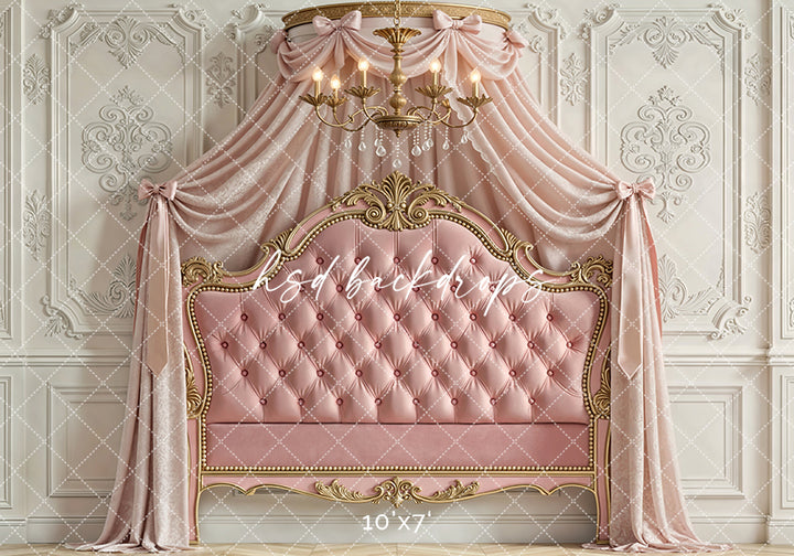 Rose Velvet Chateau – Elegant Headboard Backdrop