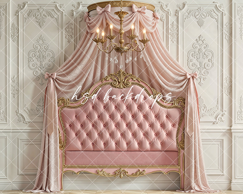 Rose Velvet Chateau – Elegant Headboard Backdrop