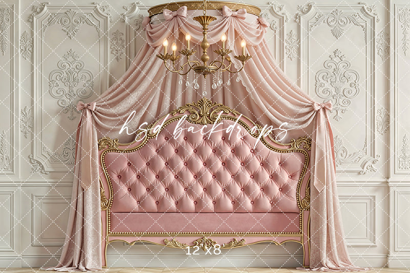 Rose Velvet Chateau – Elegant Headboard Backdrop