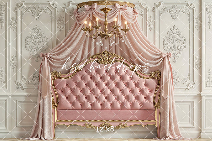 Rose Velvet Chateau – Elegant Headboard Backdrop