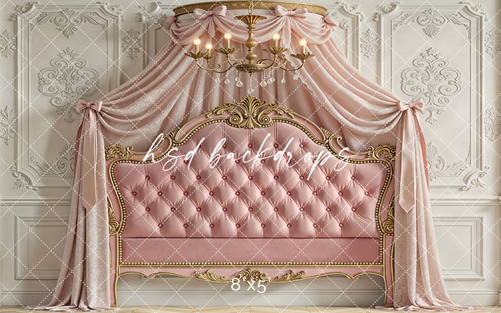 Rose Velvet Chateau – Elegant Headboard Backdrop