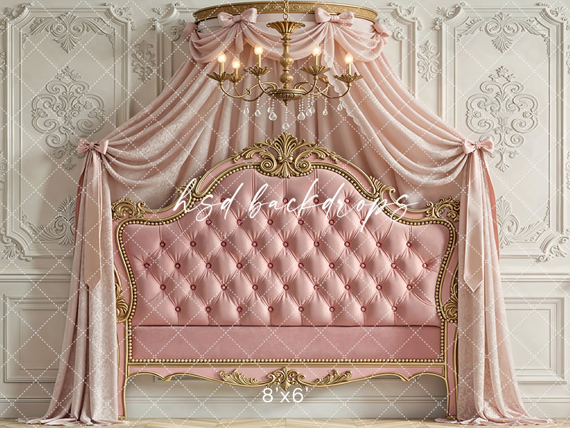 Rose Velvet Chateau – Elegant Headboard Backdrop