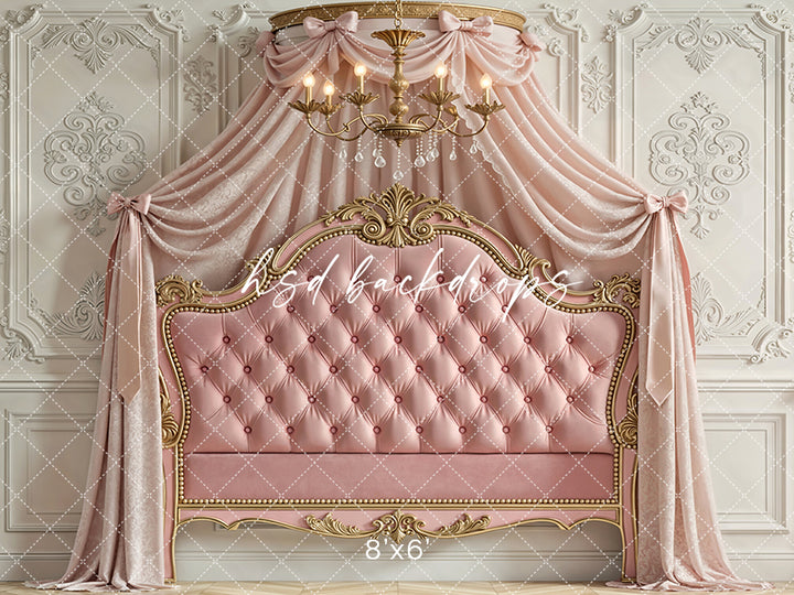 Rose Velvet Chateau – Elegant Headboard Backdrop