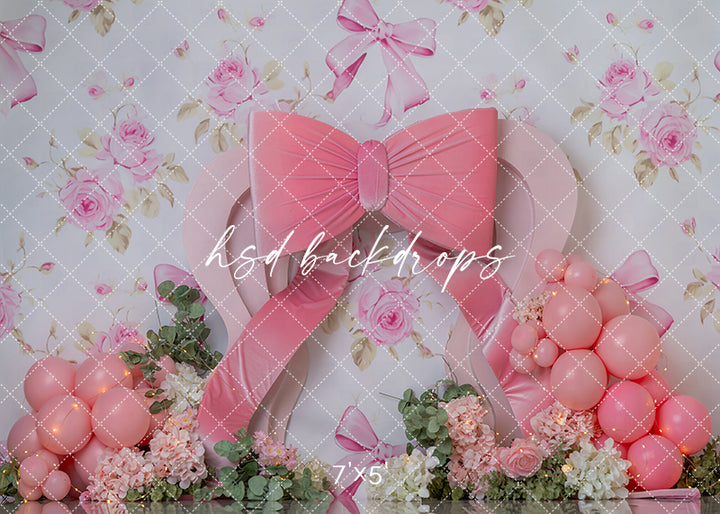 Blush Bouquet Bow – Floral Cake Smash Backdrop