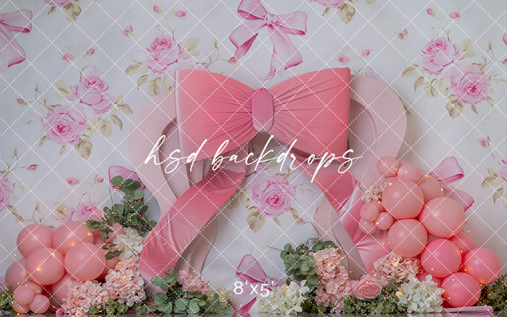 Blush Bouquet Bow – Floral Cake Smash Backdrop