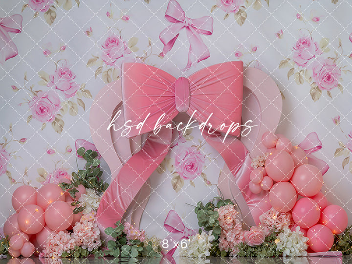 Blush Bouquet Bow – Floral Cake Smash Backdrop